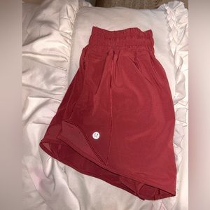 Lululemon maroon hotty hot high rise shorts